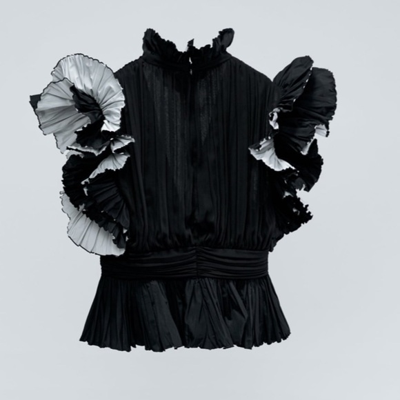 ZARA Ruffled Sleeve Top - Picture 6 of 6